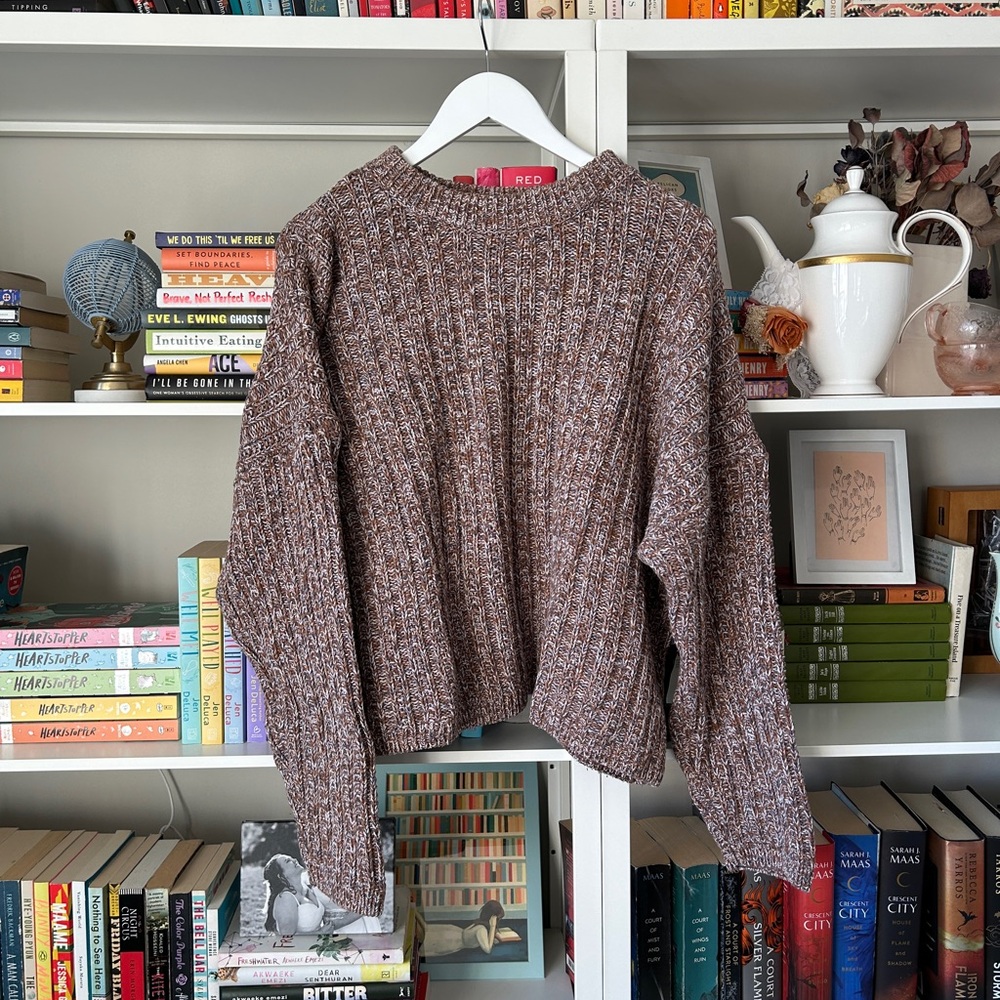 Universal Thread Women's Marled Brown Crewneck Sweater